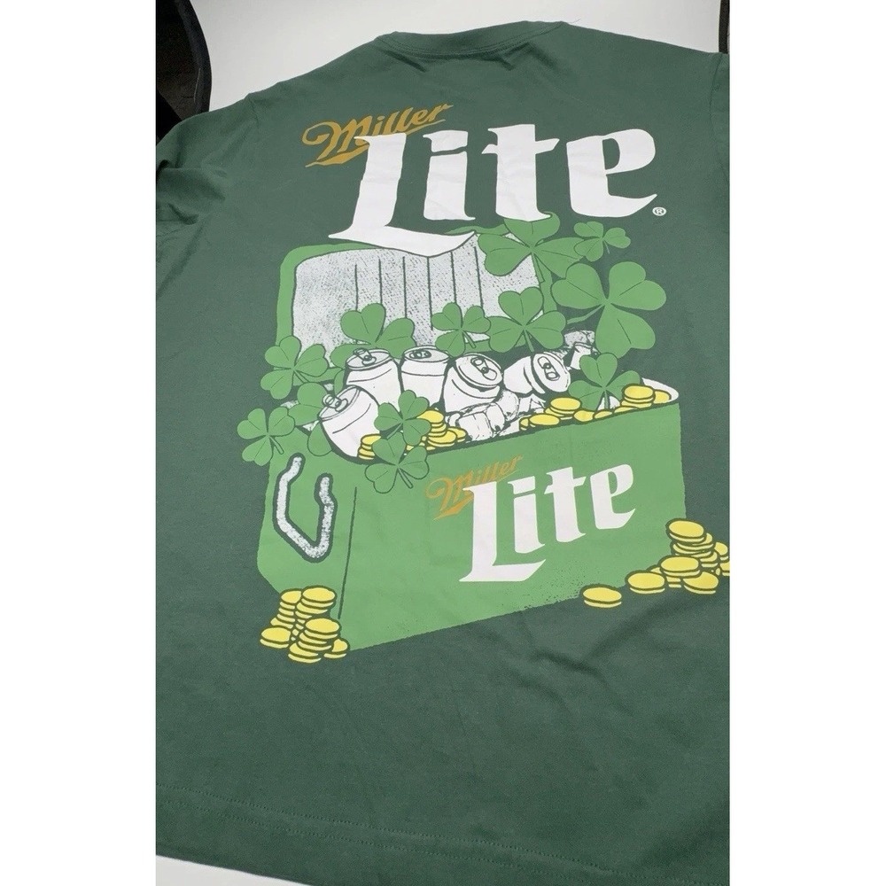 NEW Men's Size XL Green Miller Lite Tshirt Short Sleeve
